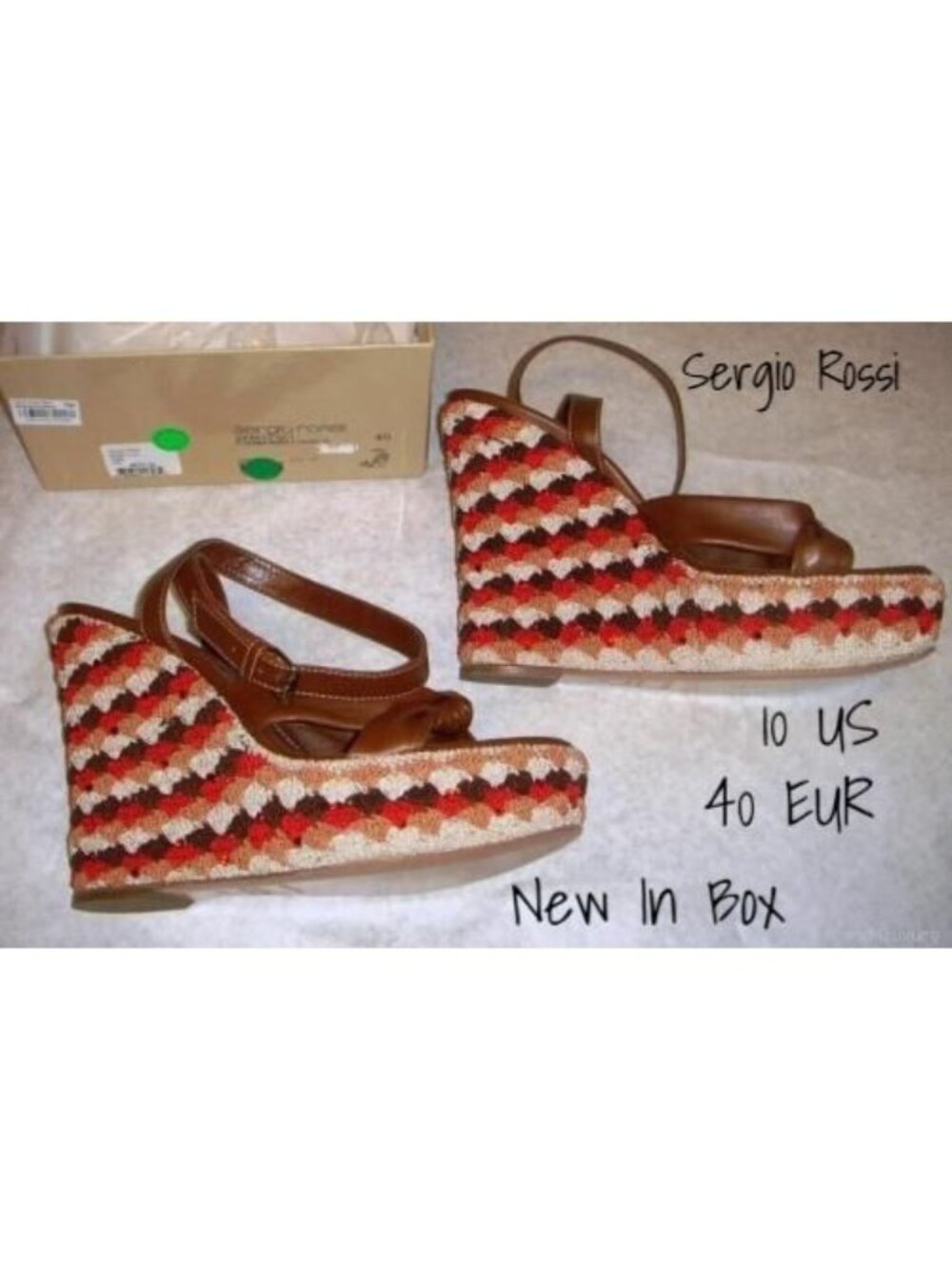 Sergio Rossi Crochet Platform Wedges Heels Shoes 40 EUR 10 US New In Box